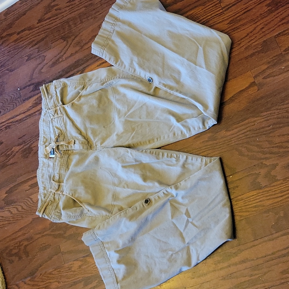 The North Face women's stretch Khaki pants tie waist roll tab cuff size 6  …EUC